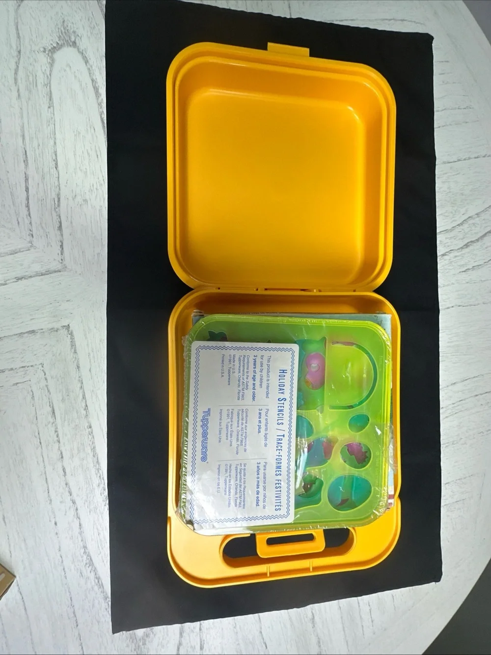 Tupperware Yellow Alphabet Tracing Case with Stencil Sets